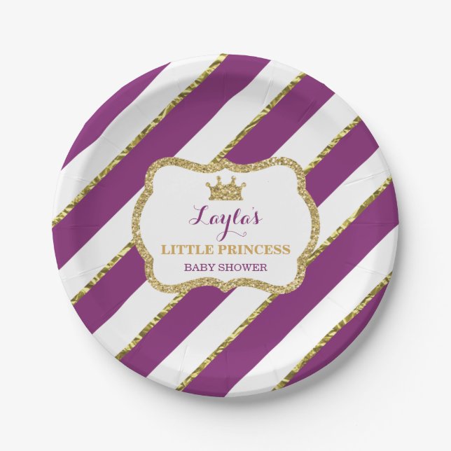 Assiettes En Carton Petite plaque en papier Princesse, violet, Parties (Devant)
