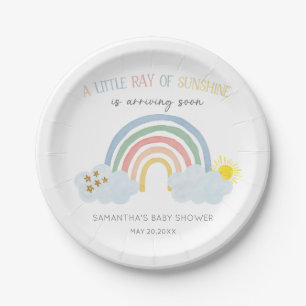 Assiettes En Carton Petite Rayon de Soleil Baby Shower Arc-en-Ciel