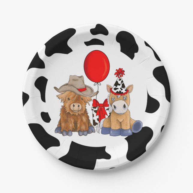Assiettes En Carton Petite Rodéo Plaques de fête d'anniversaire - Roug (Devant)