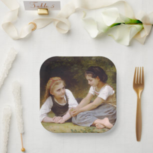 Assiettes En Carton Petites amies ramassent des noisettes, Les Noisett