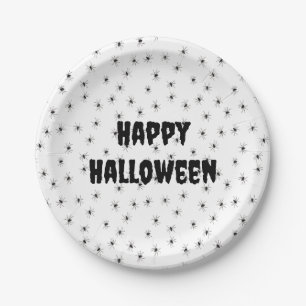 Assiettes En Carton Petites araignées éffrayantes à l'Halloween