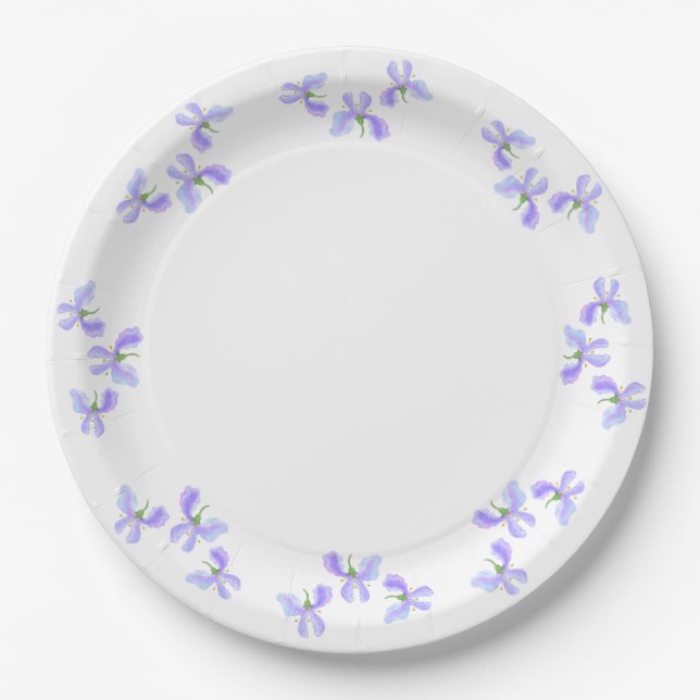 Assiettes En Carton Petites fleurs d'Iris (Devant)