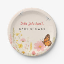 Petites plaques de papier Baby shower Fleur sauvag