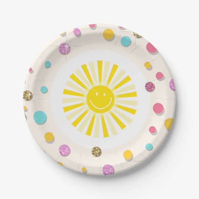 Assiettes En Carton Petites plaques de papier soleil Anniversaire fill (Devant)