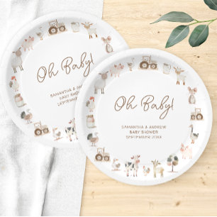 Assiettes En Carton Petits animaux de ferme minimes Baby shower de la