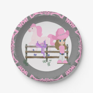Assiettes En Carton Petits cheval et selle de cow-girl de partie
