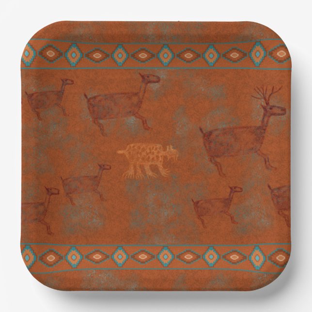 Assiettes En Carton Petroglyphes du sud-ouest des Canyons (Recto)