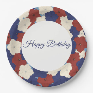 Assiettes En Carton Petunias Paper Plate - Happy Birthday