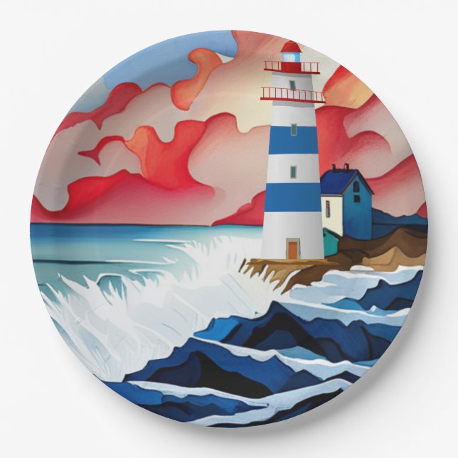 Assiettes En Carton Phare (Devant)