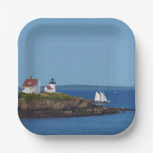 Assiettes En Carton Phare bleu Vintage voyage