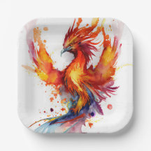 Phoenix se lève de l'Imaginaire Flames aquarelle