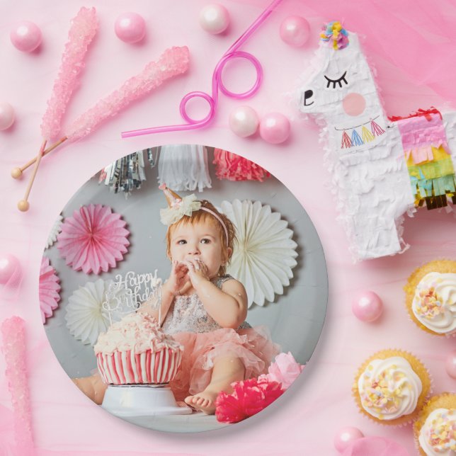 Assiettes En Carton Photo Anniversaire de enfant personnalisée (Fête)