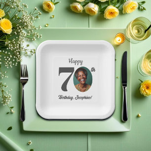 Assiettes En Carton Photo de fête d'anniversaire 70 ans audacieux