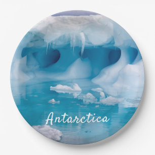 Assiettes En Carton Photo de l'iceberg Antarctique avec texte