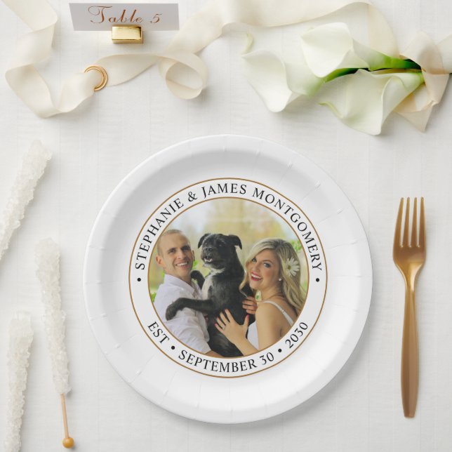 Assiettes En Carton Photo de Mariage animal de compagnie personnalisée (Mariage)