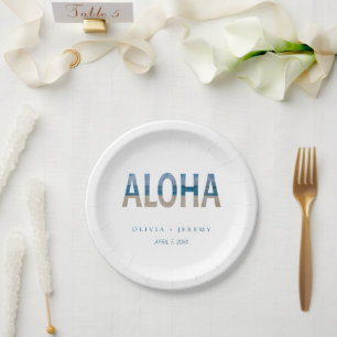 Assiettes En Carton Photo de plage Aloha Hawaii Destination Mariage