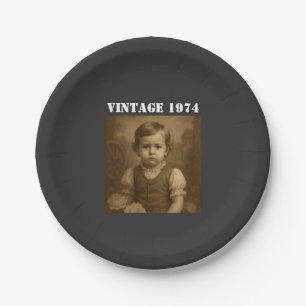 Assiettes En Carton Photo d'enfance personnalisée et année Vintage per