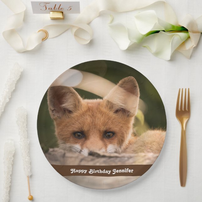 Assiettes En Carton Photo d'un joli petit renard orange (Mariage)