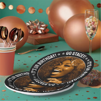 Assiettes En Carton Photo et texte personnalisés de fête d'anniversair