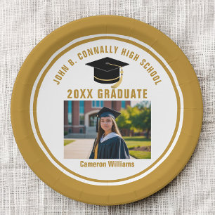 Assiettes En Carton Photo personnalisé de diplômé en or 2026 Fête de f
