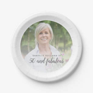 Assiettes En Carton Photo personnalisée 50 et fabuleux cinquantième an