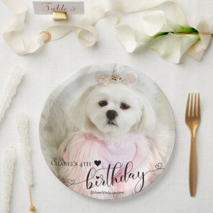 Assiettes En Carton Photo personnalisée Chien animal de compagnie Typo