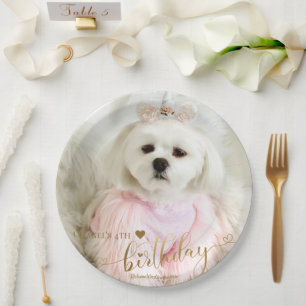 Assiettes En Carton Photo personnalisée Chien animal de compagnie Typo