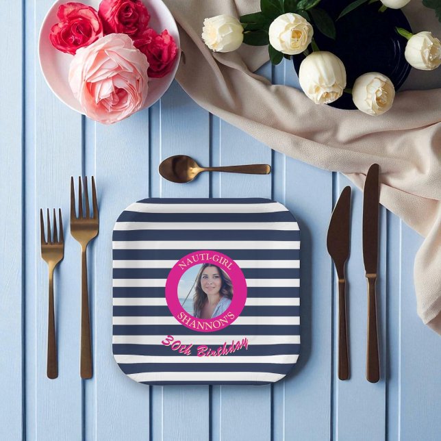 Assiettes En Carton Photo personnalisée Plaques d'anniversaire de la b (Créateur téléchargé)