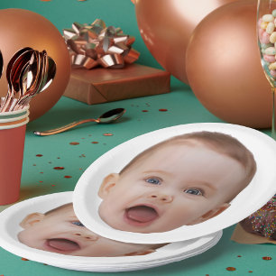 Assiettes En Carton Photo personnalisée, visage de photo personnalisée