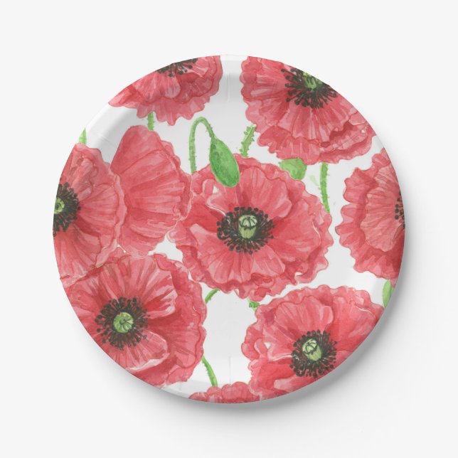 Assiettes En Carton Photos aquarelle motif floral (Devant)