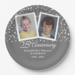 Assiettes En Carton Photos du 25e anniversaire du Mariage d'argent