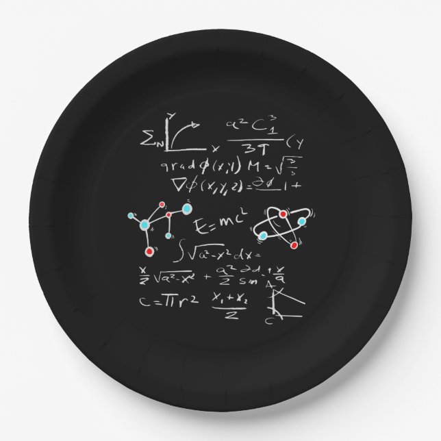 Assiettes En Carton Physique Math Formule Professeur Atomes et Mol (Devant)