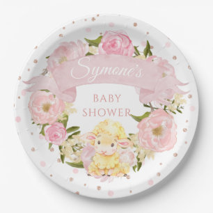 Assiettes En Carton Pic rose et Baby shower personnalisé Rose de mout