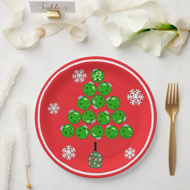 Assiettes En Carton Pickleball Christmas Tree Xmas Party (Mariage)