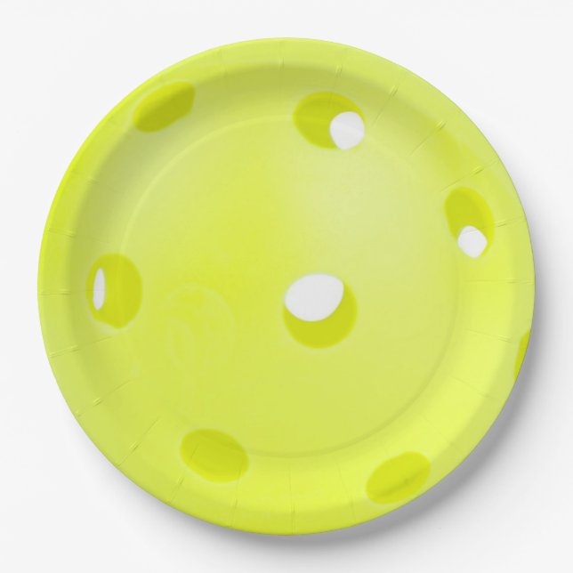 Assiettes En Carton Pickleball Jaune Pickleball Sports (Devant)