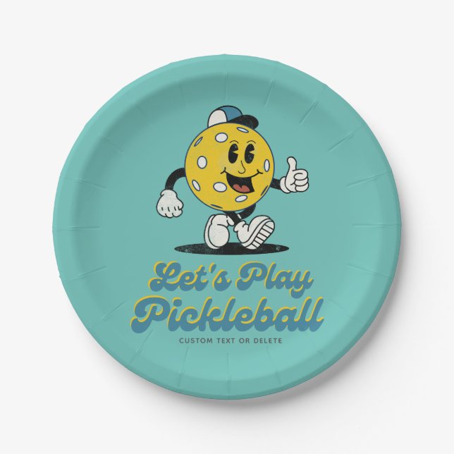 Assiettes En Carton Pickleball Party Funny Pickleball Mascotte de dess (Devant)