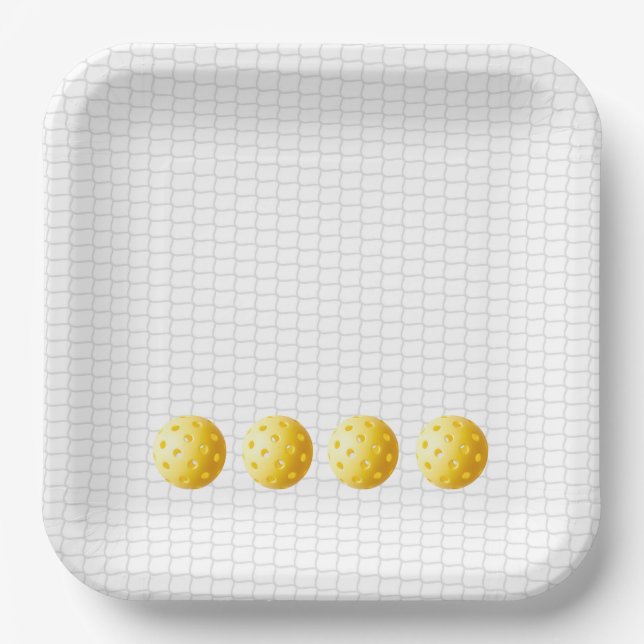 Assiettes En Carton PICKLEBALL Sports Net YYBalls jeu amusant (Recto)