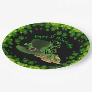 Assiettes En Carton Pièces d'or et Shamrock Saint Patrick's Day