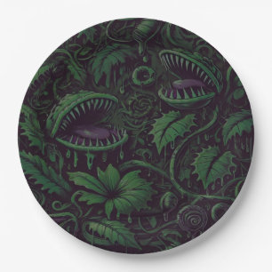 Assiettes En Carton Piège de Vénus Slime Vert Soirée Halloween 