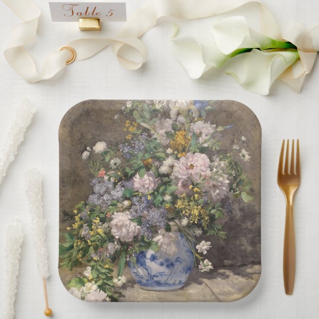 Assiettes En Carton Pierre-Auguste Renoir Bouquet de printemps (Mariage)