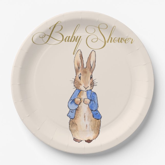 Assiettes En Carton Pierre le Baby shower lapin (Devant)