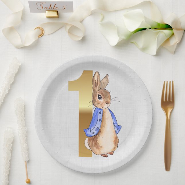 Assiettes En Carton Pierre le lapin 1er anniversaire (Mariage)