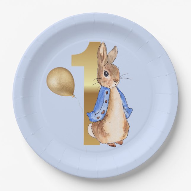 Assiettes En Carton Pierre le lapin 1er ballon d'or anniversaire (Devant)