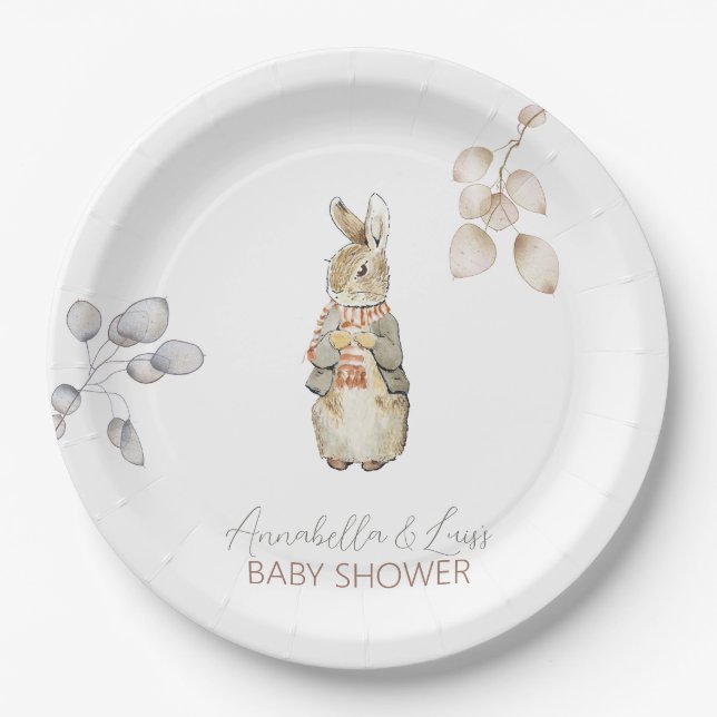 Assiettes En Carton Pierre le lapin Automne Baby shower d'hiver d'auto (Devant)