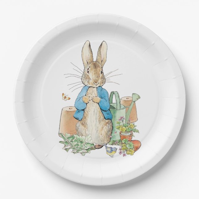 Assiettes En Carton Pierre le lapin dans son jardin (Devant)