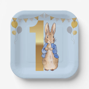 Assiettes En Carton Pierre le lapin Premier anniversaire