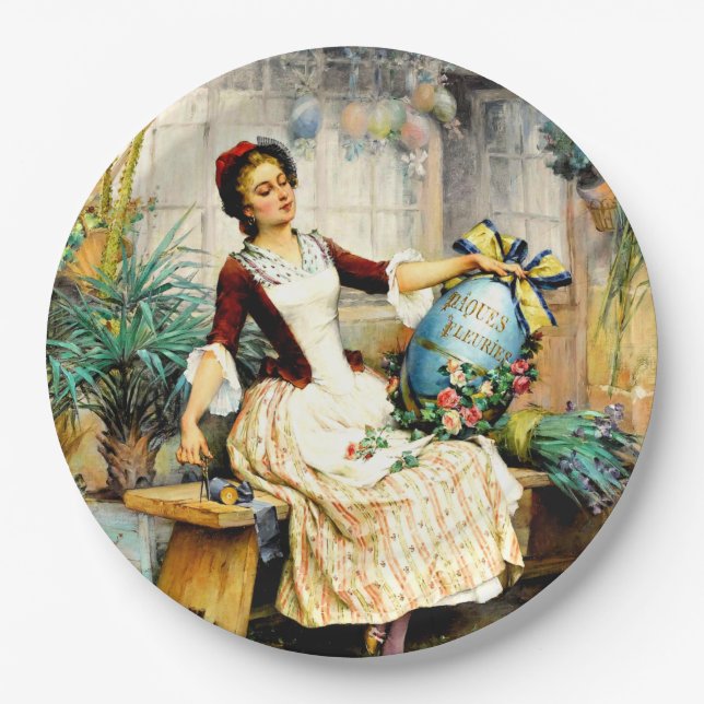 Assiettes En Carton Pierre Outin - Oeuf de Pâques, peinture d'art (Devant)
