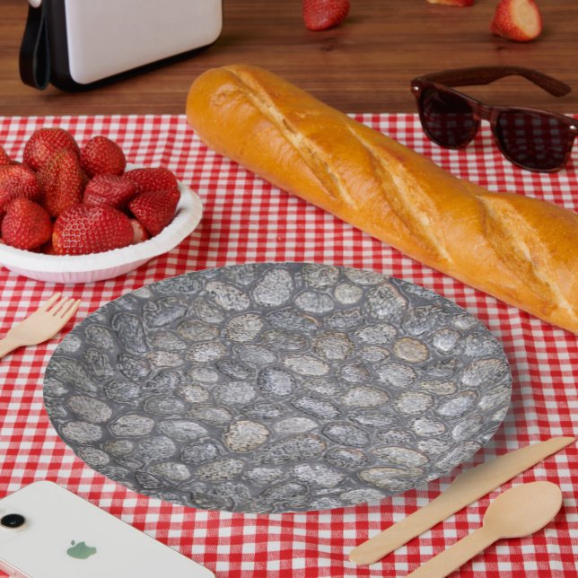 Assiettes En Carton Pierres de galets Rochers Nature (Pique-nique)