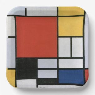 Assiettes En Carton Piet Mondrian Rouge Bleu Jaune Art Abstrait