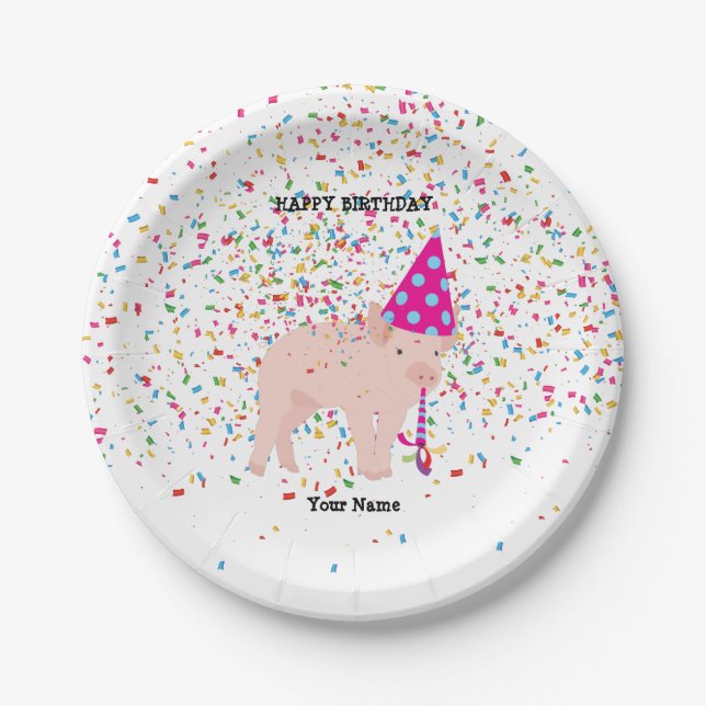 Assiettes En Carton Pig Party - Animaux à la fête d'anniversaire (Devant)